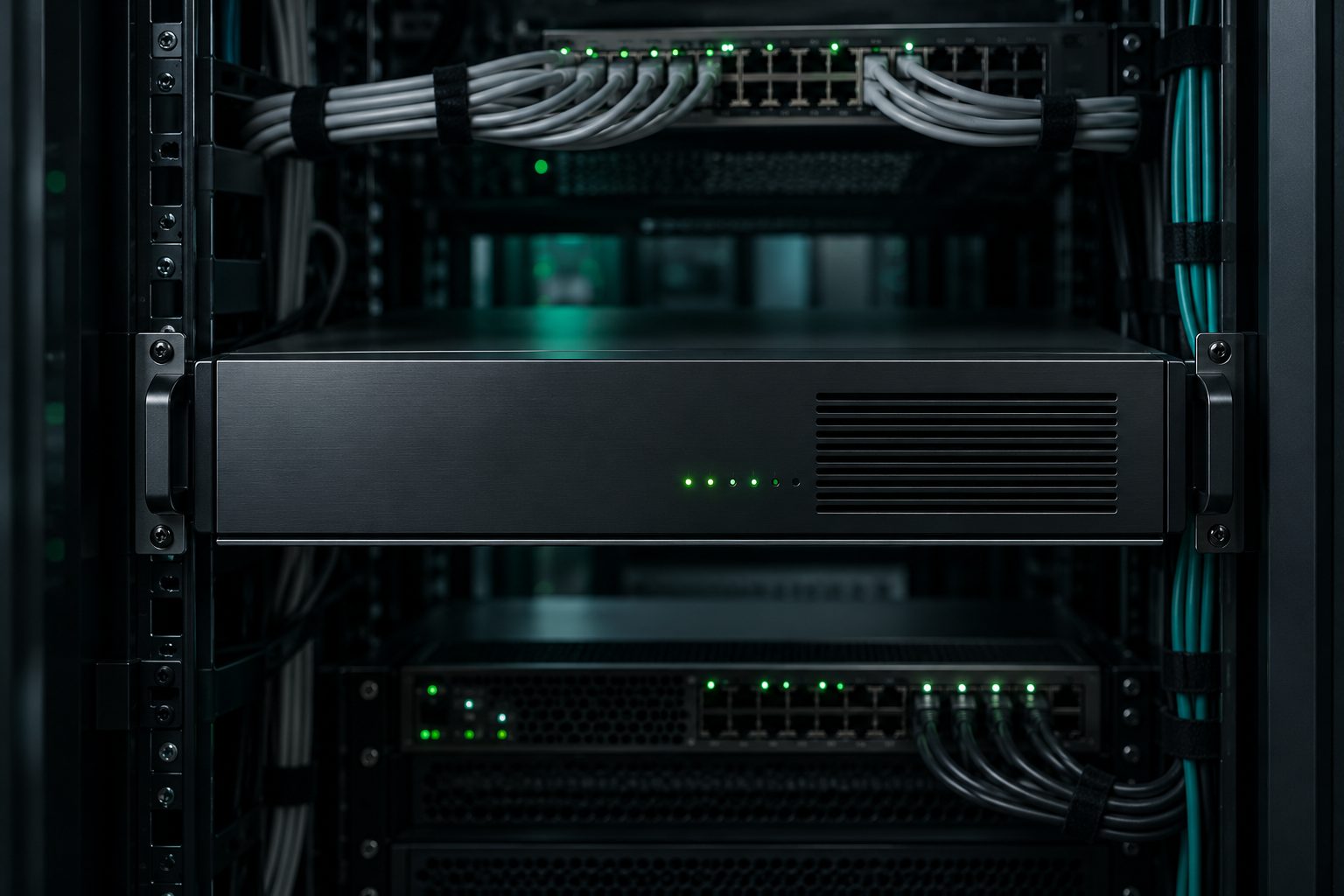 NVR recorder in a network rack